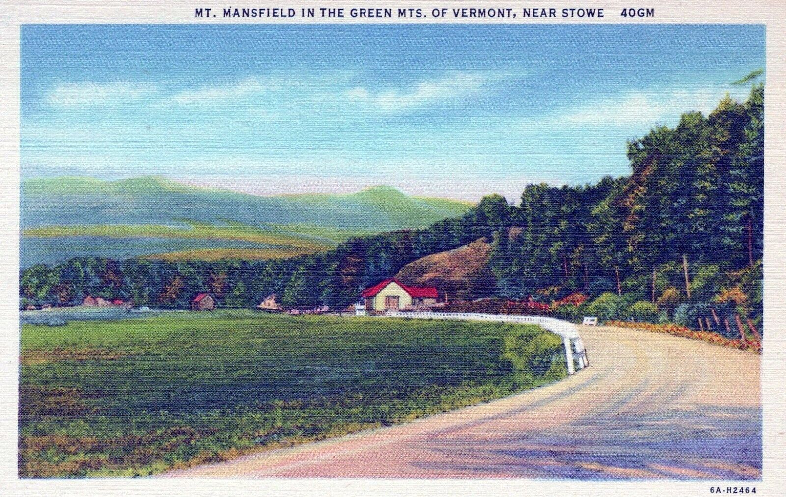 Mt. Mansfield In The Green Mts Of Vermont Near Stowe Vintage Linen Post Card