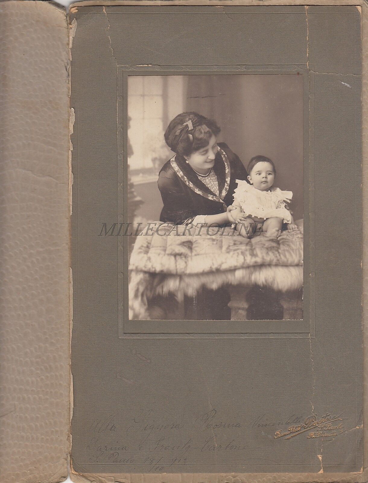 * PHOTO + FOLDER - Pastore Phot. - Italian Woman & Baby 1913 (Sao Paulo Brazil)