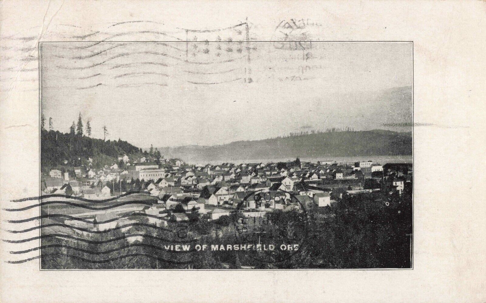 Birdseye View of Marshfield Oregon OR 1908 Postcard