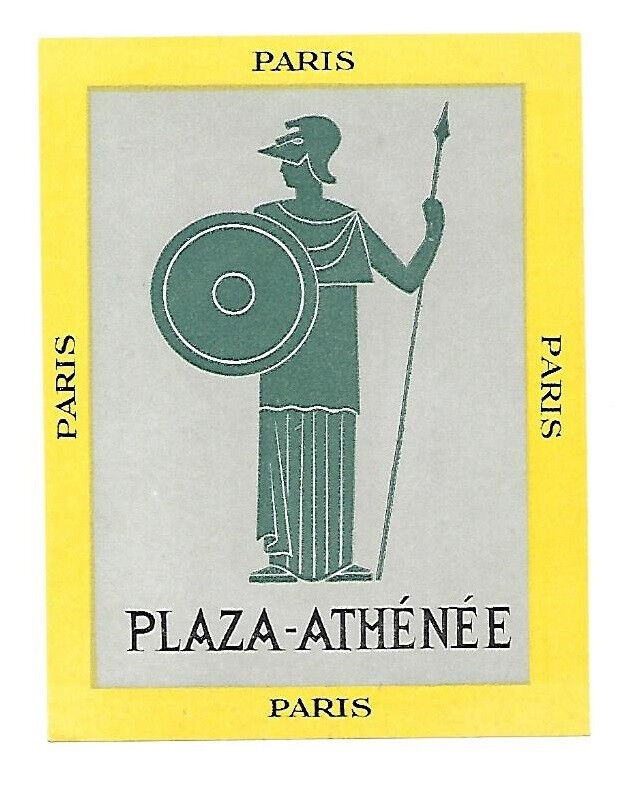 Authentic Vintage Luggage Label ~ PLAZA-ATHENEE ~ Paris, France