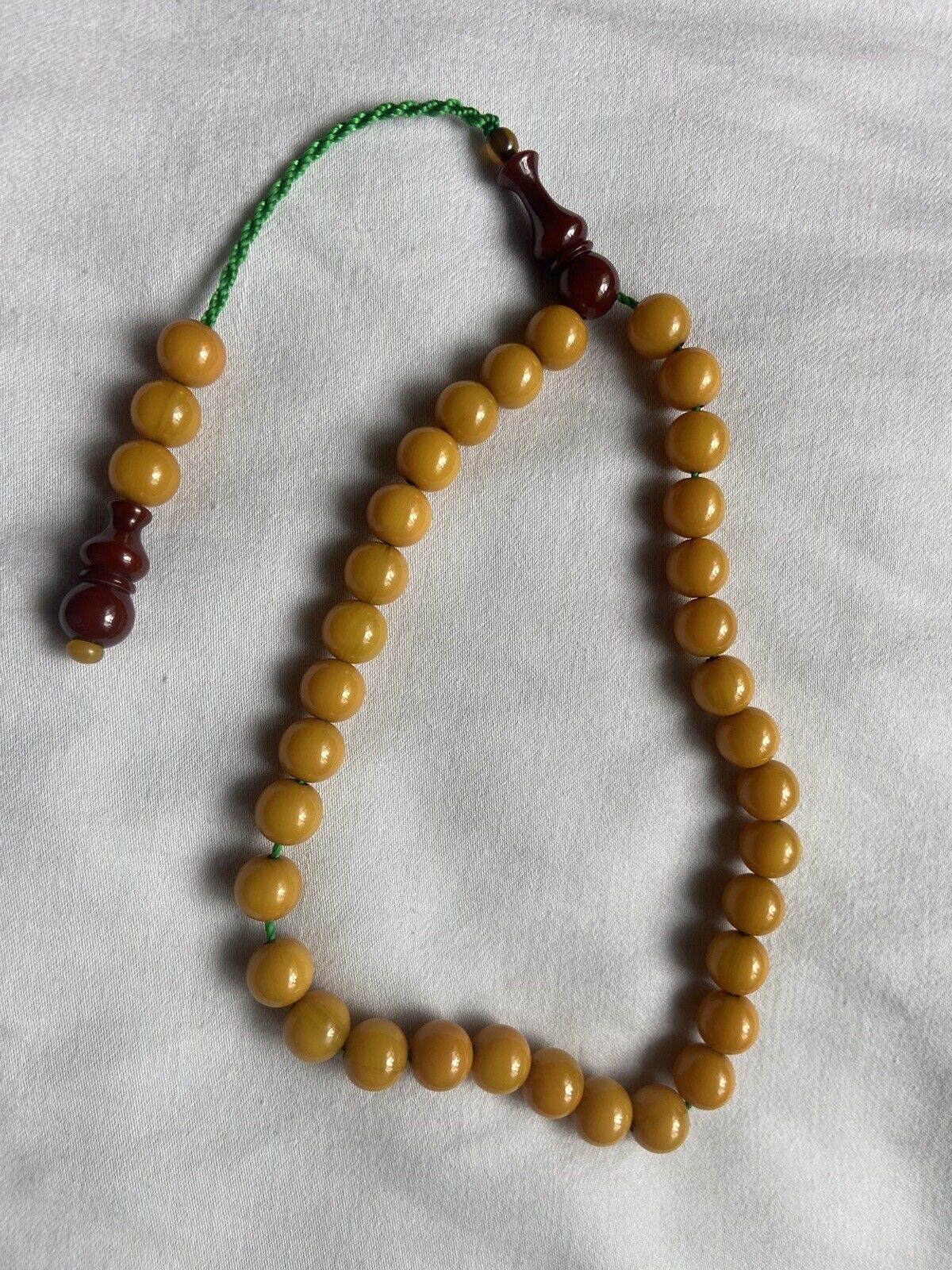 Ottoman Turkish Yellow Amber  Rosary Beads Tesbih Prayer Beads