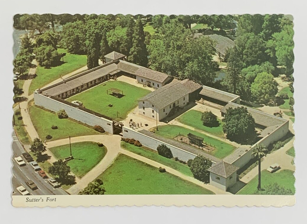 Sutter\'s Fort Postcard Aerial View 1968
