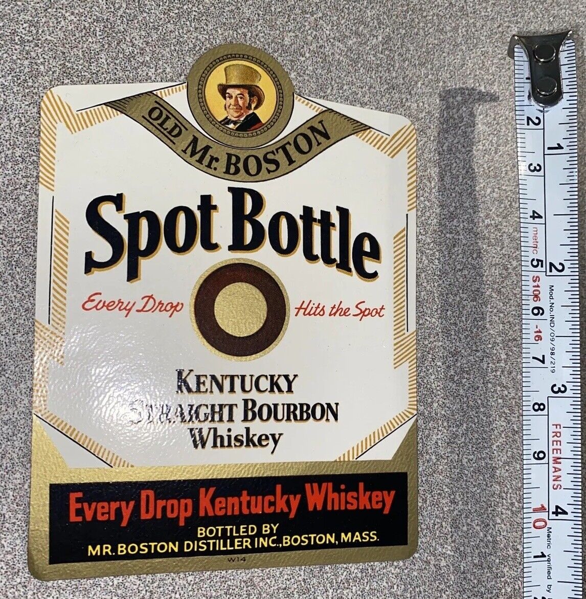 Old Mr. Boston Spot Bottle Kentucky Straight Bourbon Whiskey Label NOS No Gum