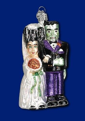 Old World Christmas Frankenstein & Bride Glass Ornaments 5\