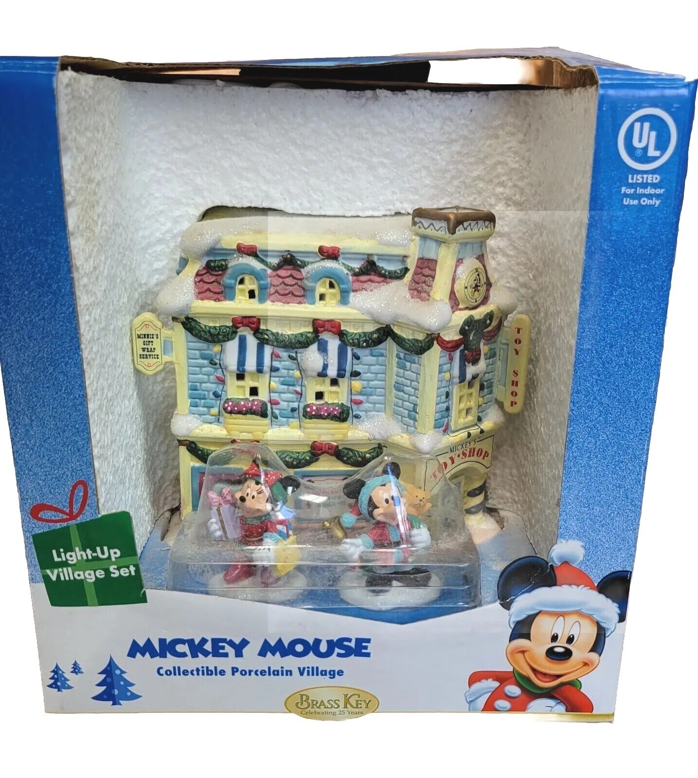 Vtg Disney Mickey Mouse Light-Up Porcelain Village Set \