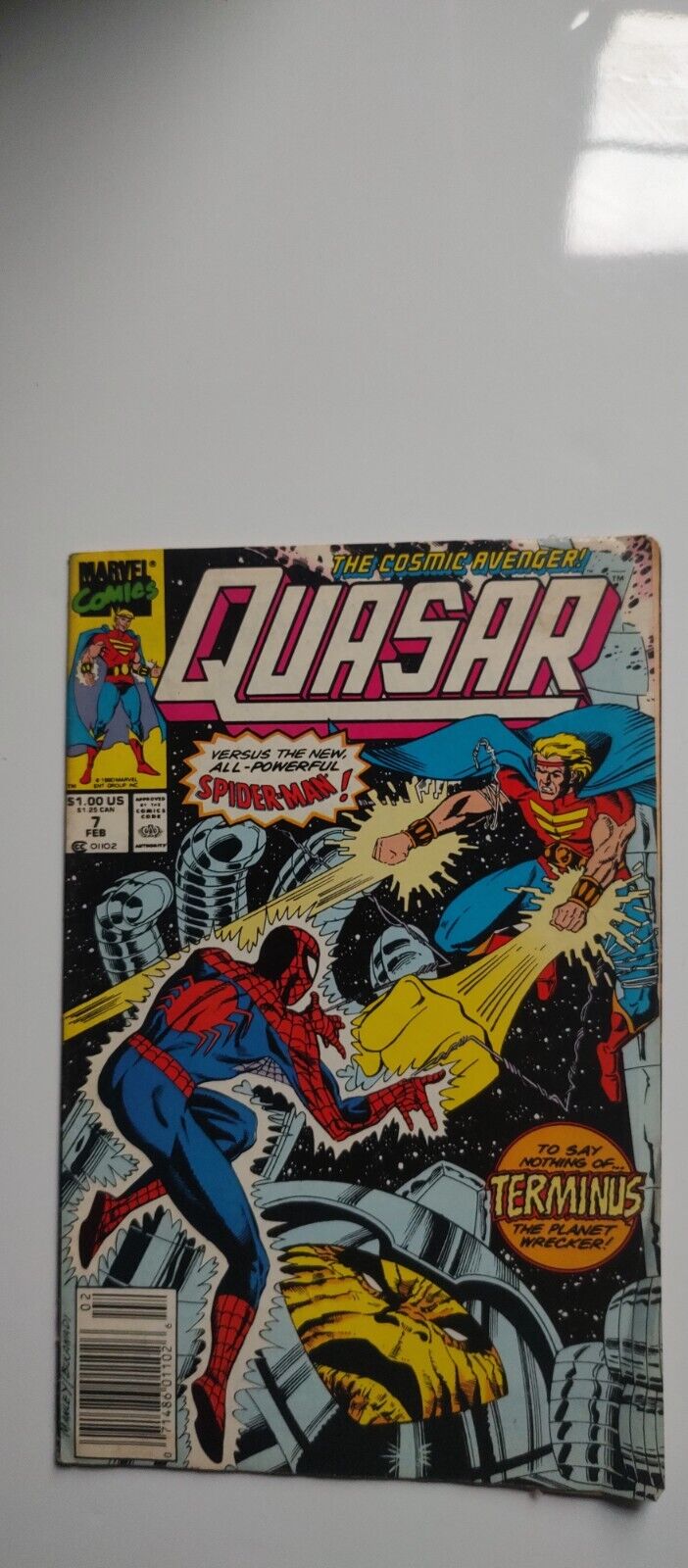 Cb20~comic book~rare good condition quasar vs Spider-Man marvel#7 feb