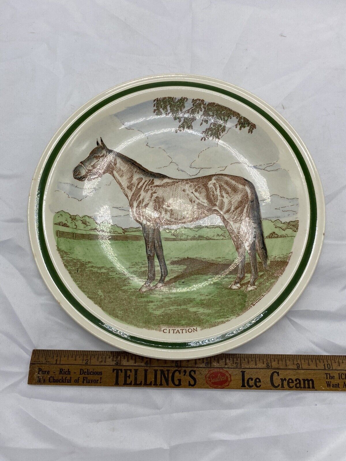 Vintage VERNON KILNS CITATION RACING HORSE PLATE KENTUCKY DERBY