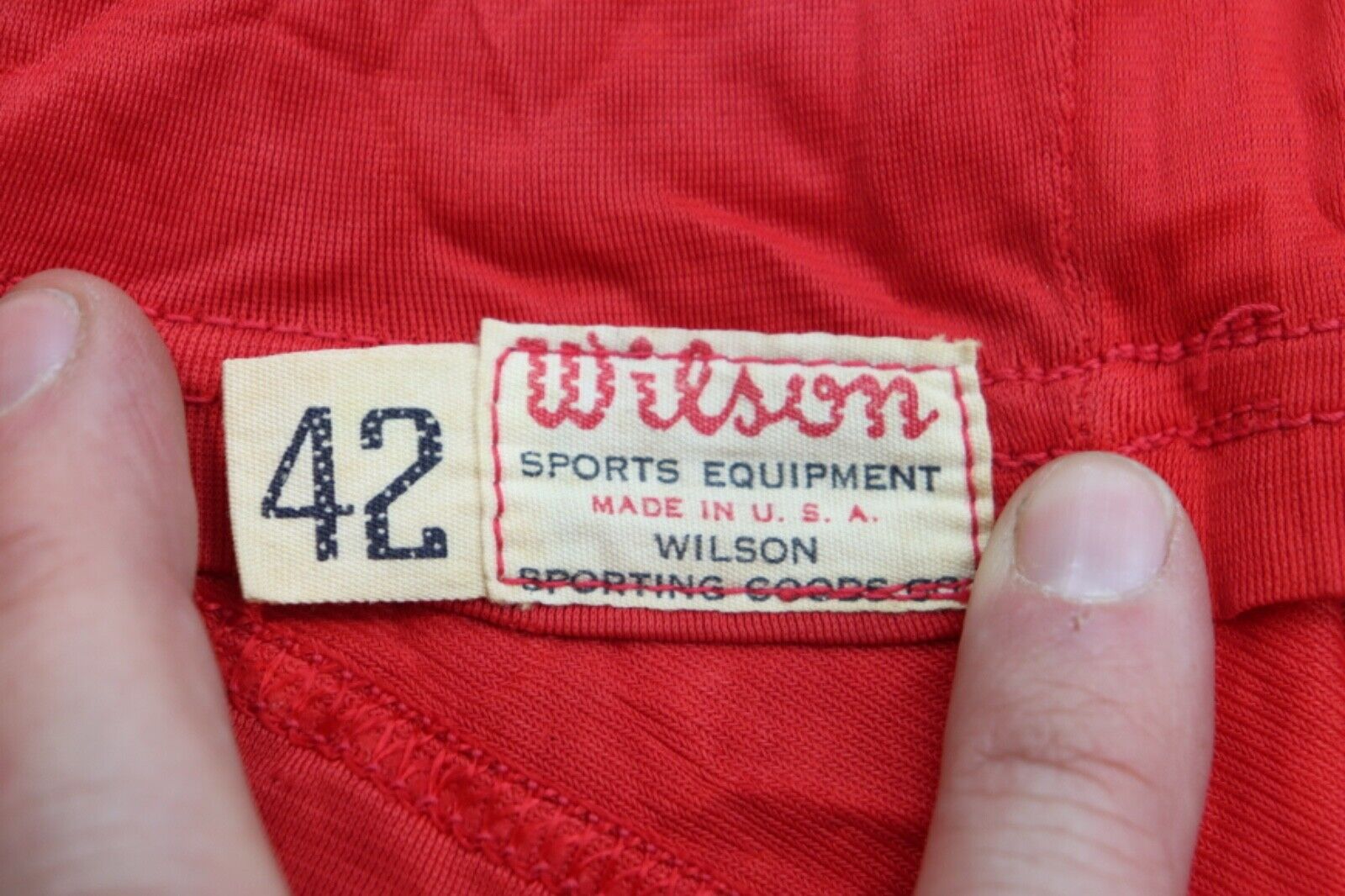 1950\'s Vintage Old Wilson Sports Equipment 42 Red w White stripe Athletic Jesery