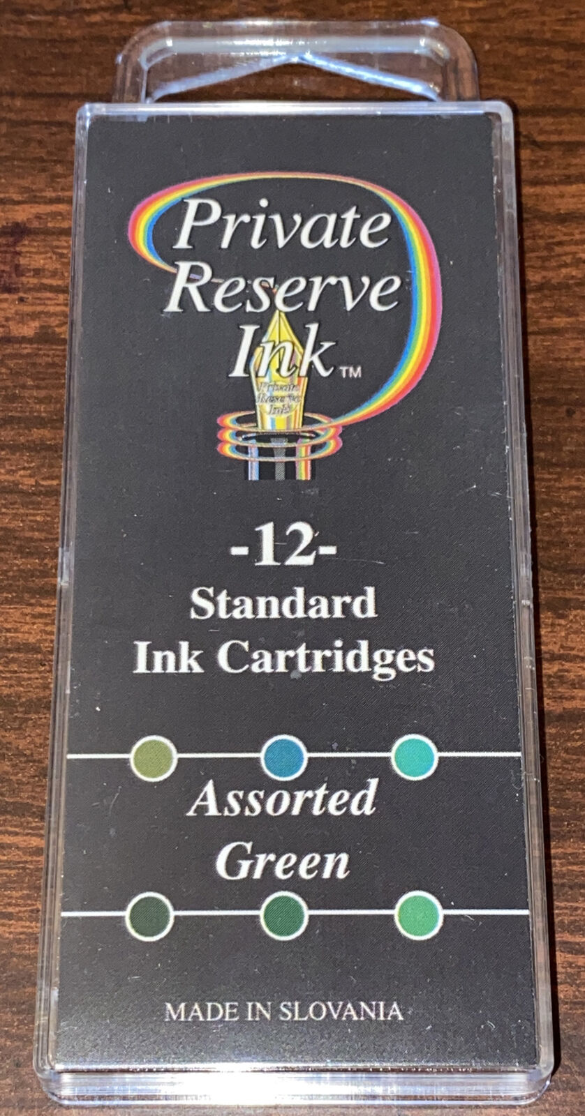 12 Assorted Green Private Reserve Ink Standard Type Fountain Pen Cartridges