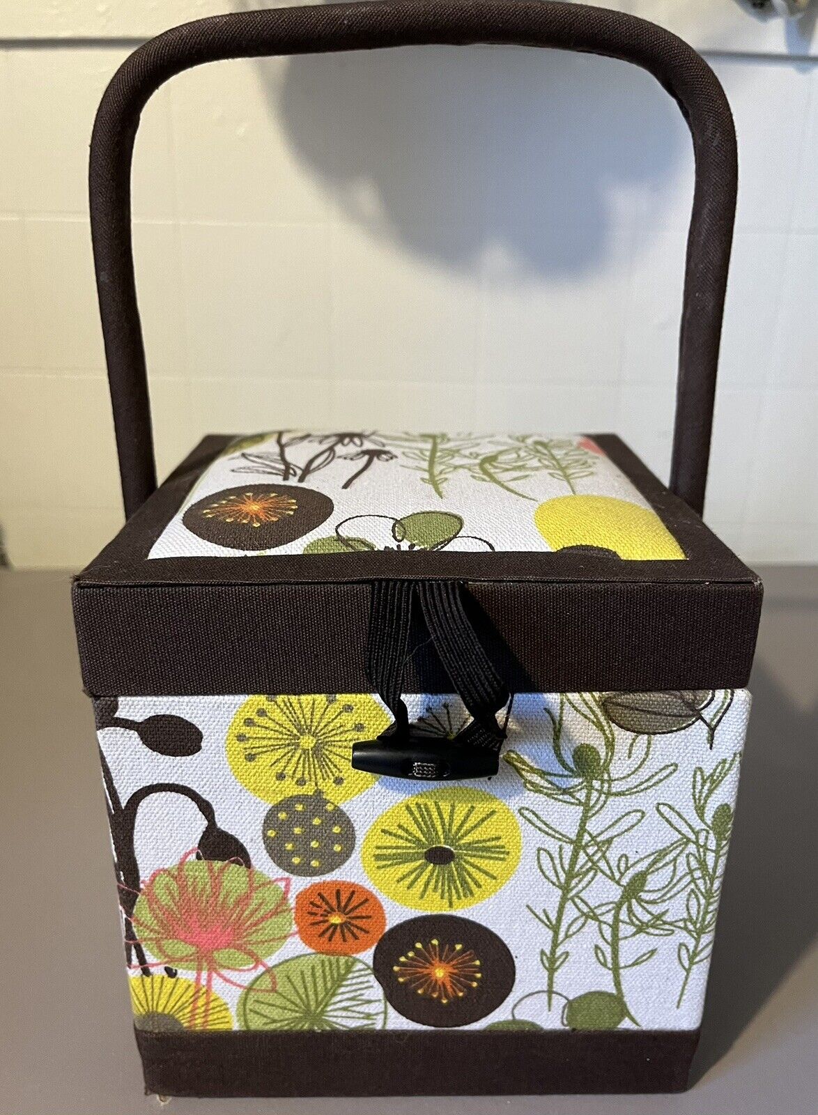 Vintage Floral Small Sewing Box 6x6 Retro Polka Dot Liner