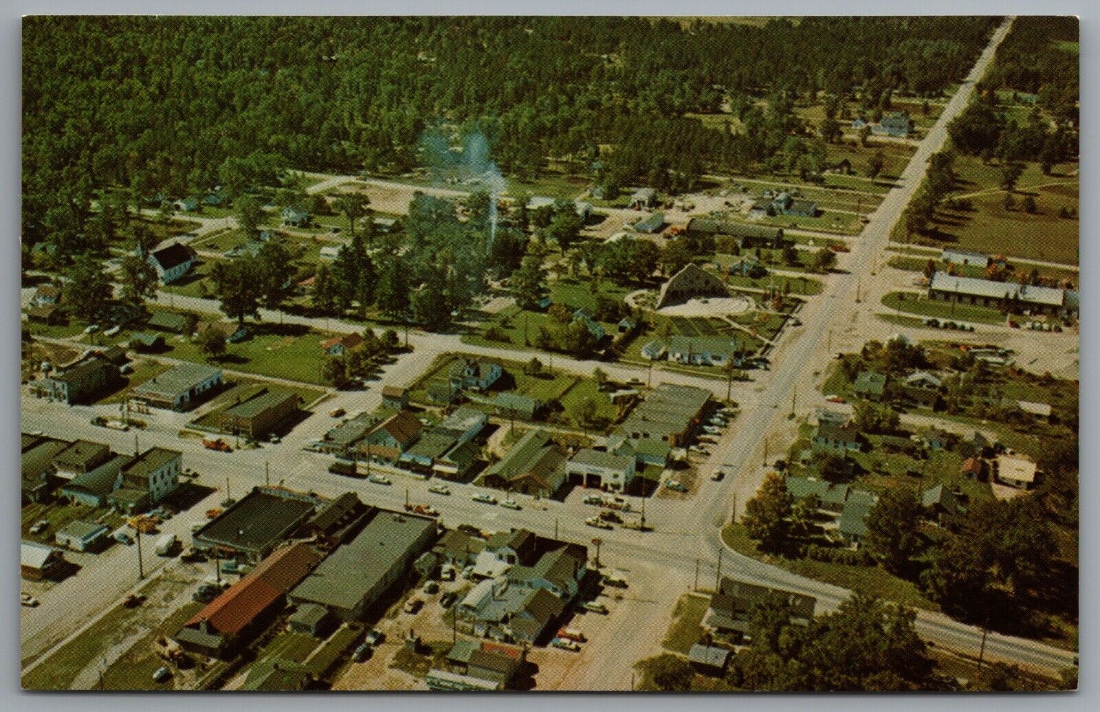 Mio Michigan Downtown Aerial View c1960 Chrome Postcard