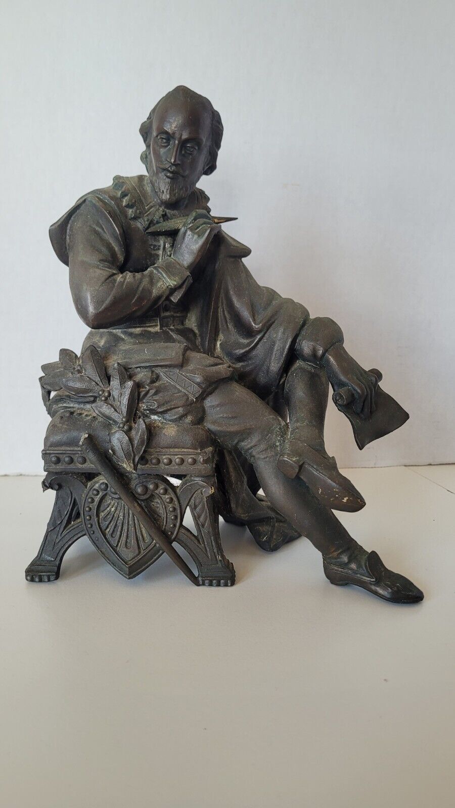 19th Century William Shakespeare Cast Metal Sculpture Figurine Rare Antique 