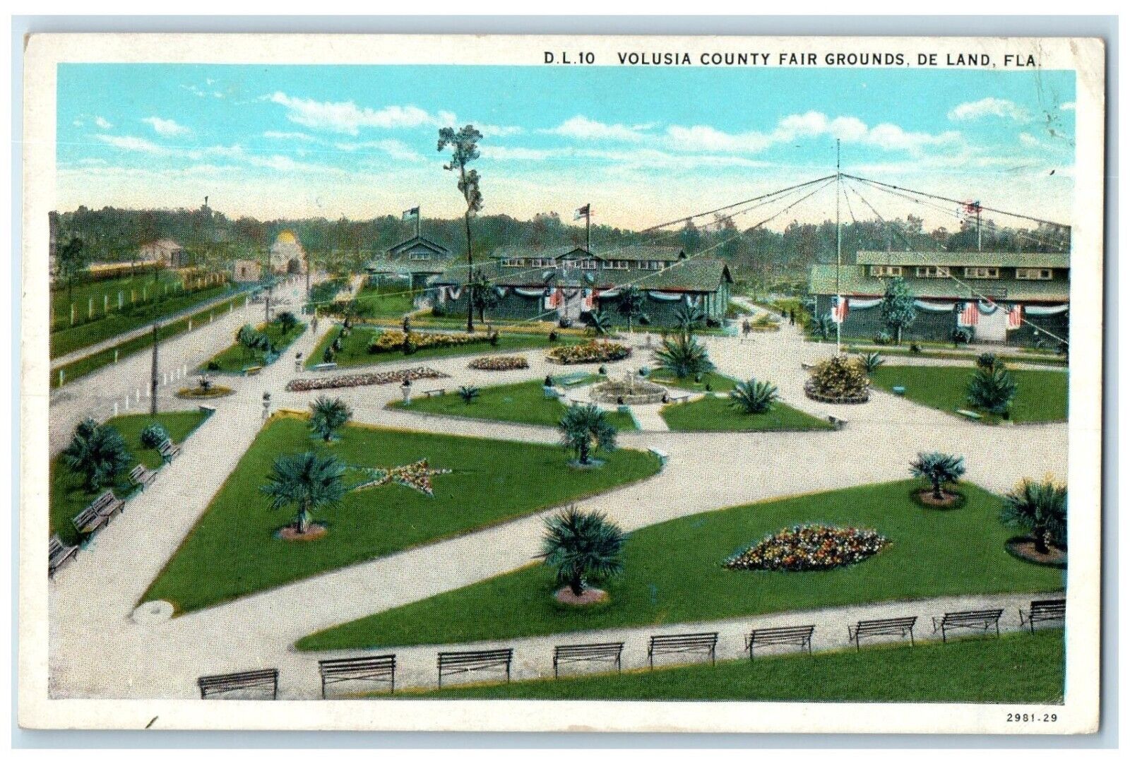 1920 Aerial View Volusia County Fair Grounds De Land Florida FL Antique Postcard