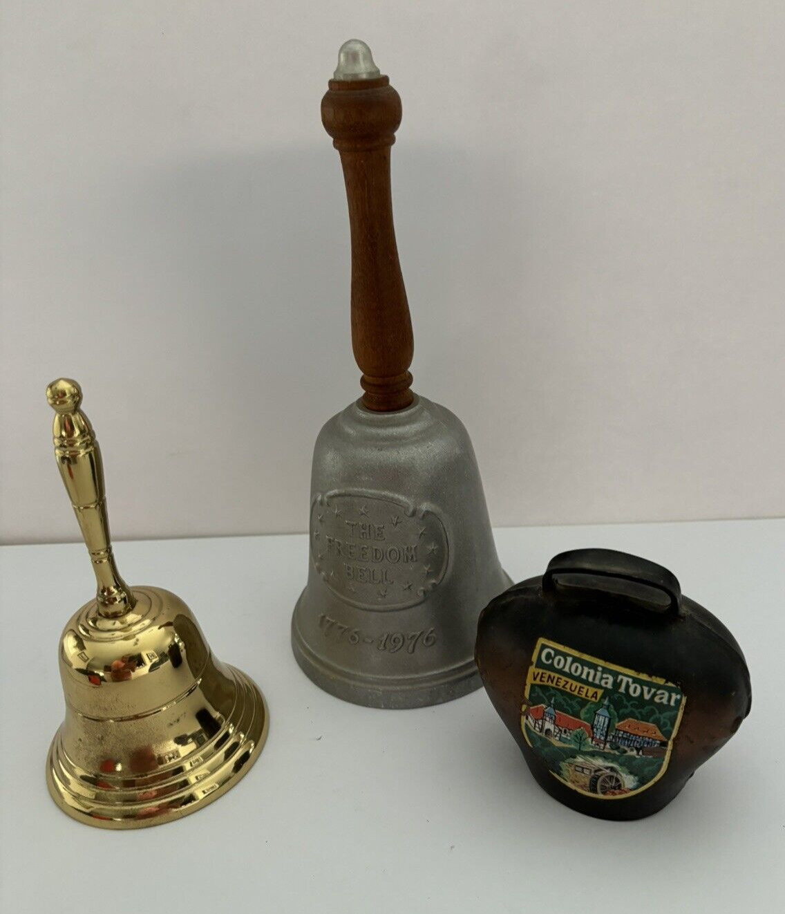 Lot of 3 Different Vintage Bells (Freedom Bell, Brass Bell, Venezuela Bell)