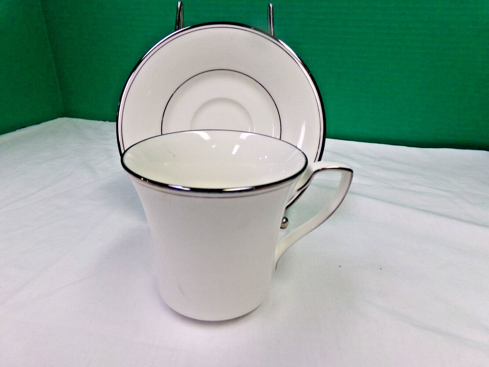 VINTAGE CUP AND SAUCER, NORITAKI, TRADITIONS 2000.WHITE, PLATINUM, #7808
