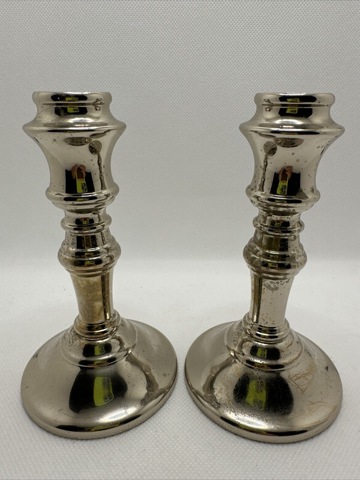 Virginia Metalcrafters  Candlesticks White Bronze Pair Of 5 In