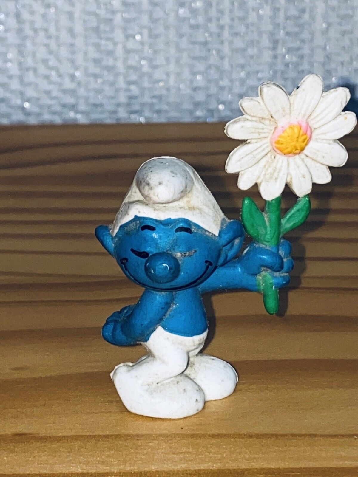 Rare 20076 Courting Smurf White Flower 2” Vintage Figurine Figure Toy Bully