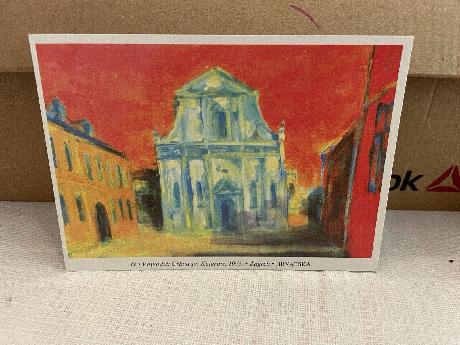 Vtg Postcard Artist Ivo Vojvodic Painting Crkva sv. Katarine Croatia 1993 Unused