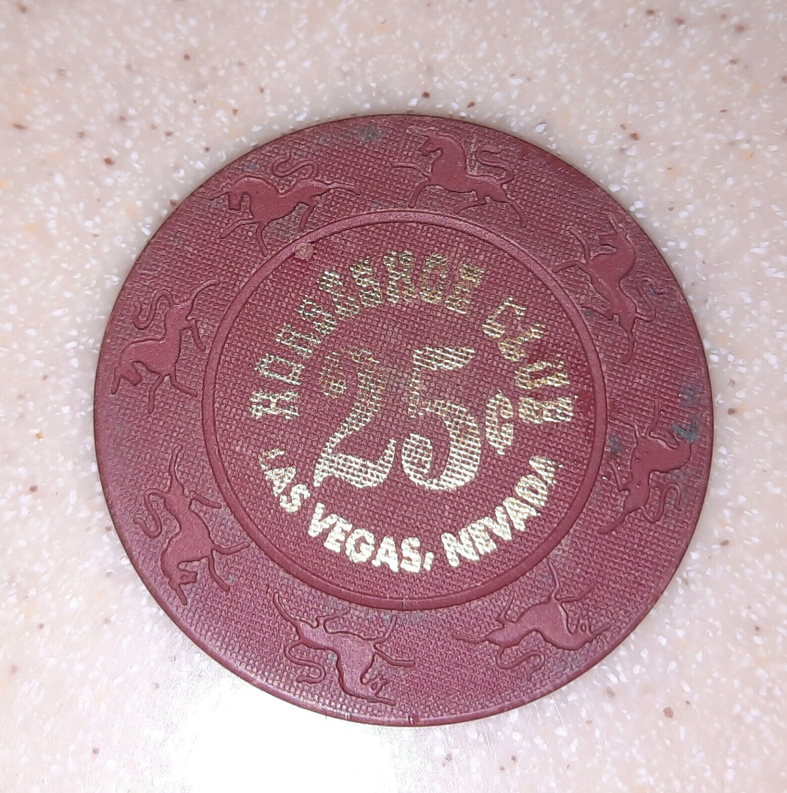 Vintage 25 Cent Horseshoe Club Unicorn Mold--DOWNTOWN LAS VEGAS Casino Chip