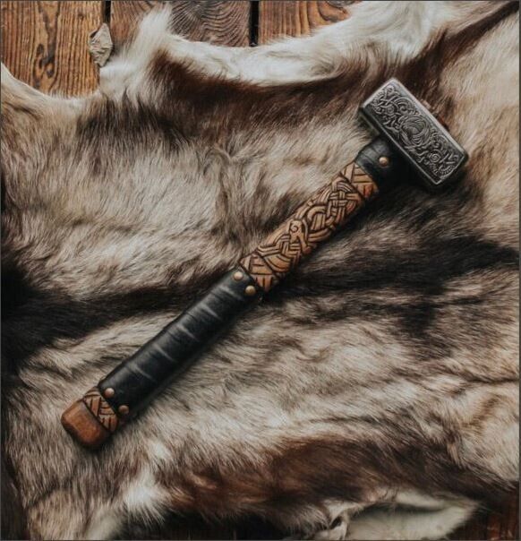 MDM Custom Handmade Viking Hammer With Rose Wood Handle