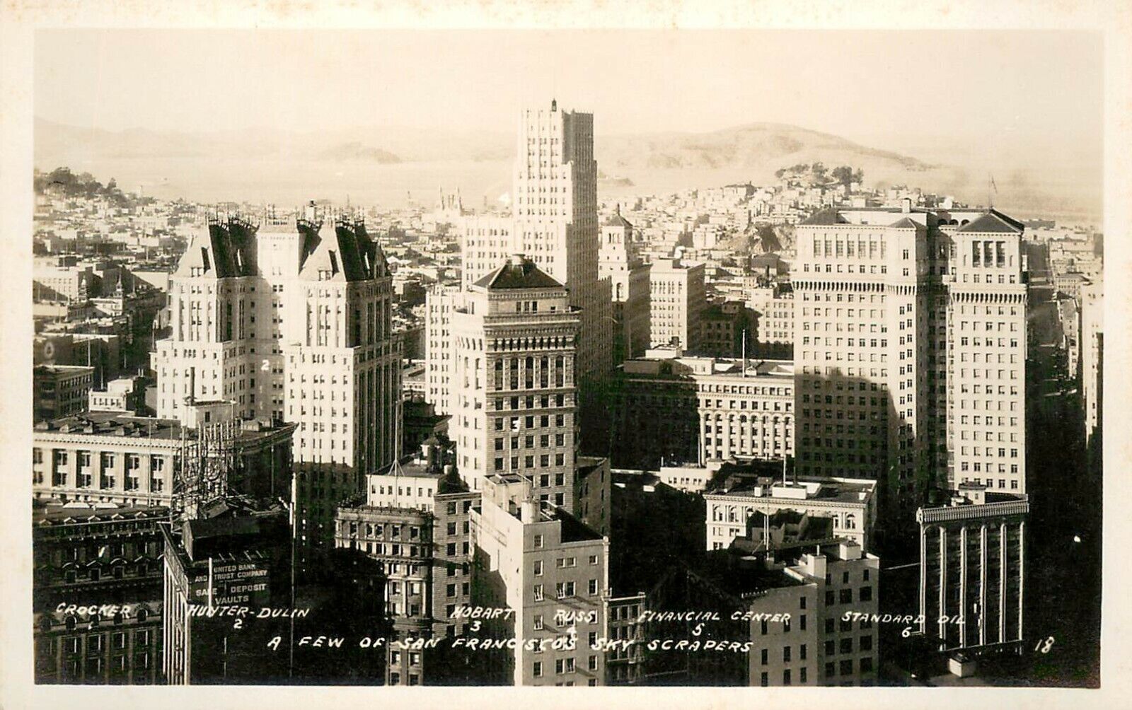 Vintage San Francisco Skyscrapers RPPC City Aerial CA 20s Real Photo Postcard