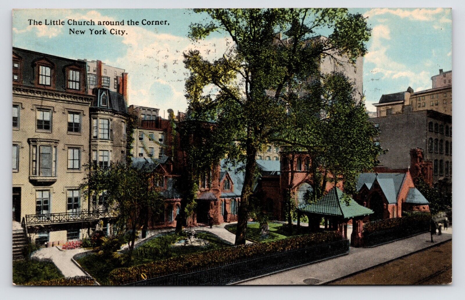 c1905~Little Church Around The Corner~Aerial View~New York City~NYC~ Postcard