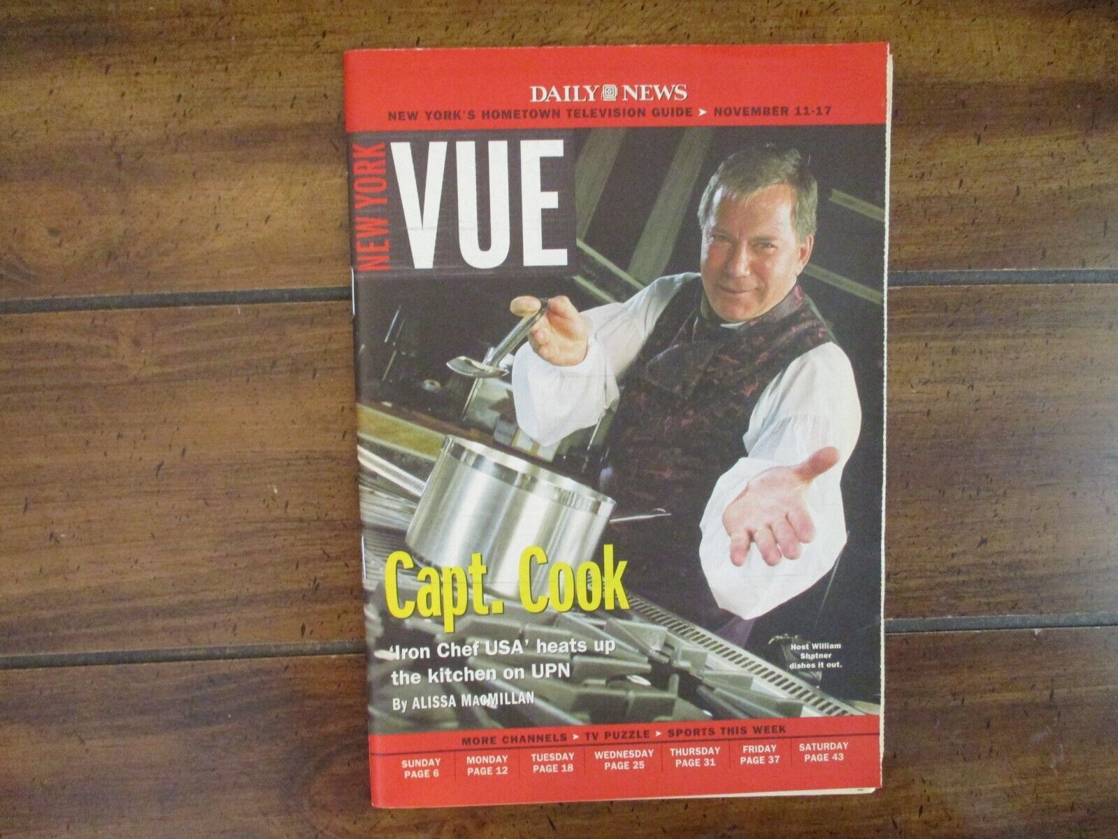 Nov. 11, 2001 N Y Daily TV Vue Mag(WILLIAM  SHATNER/KASSIE DePAIVA/IRON CHEF USA