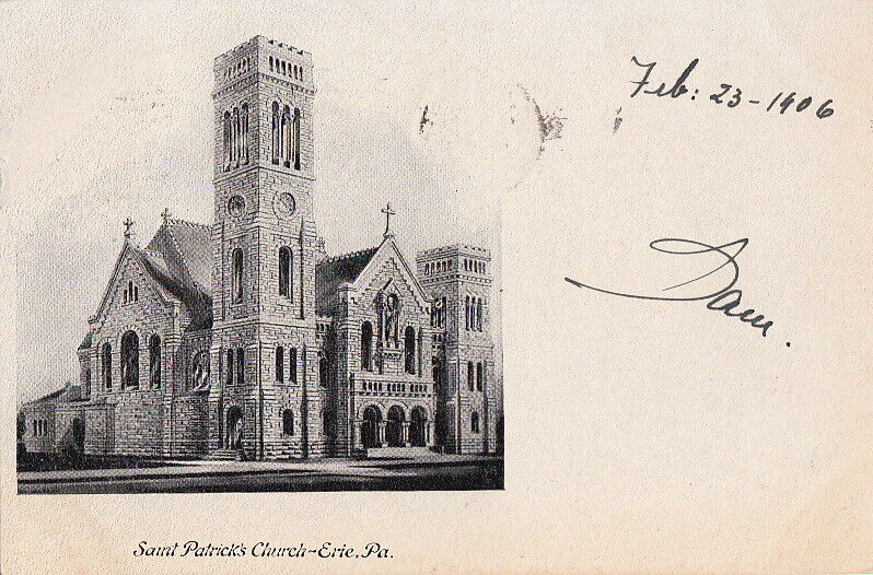 Postcard Saint Patrick\'s Church Erie PA 1906