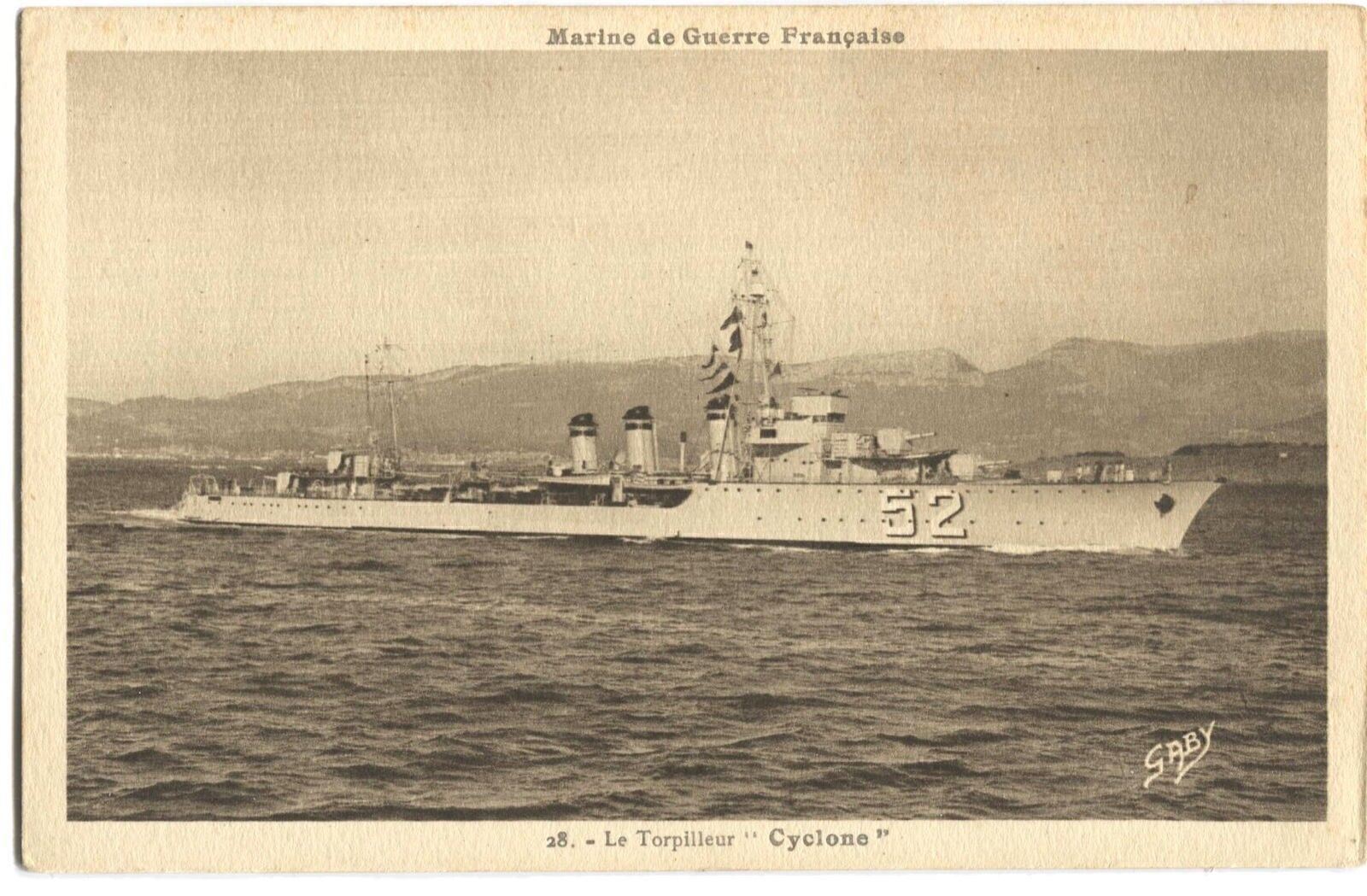Postcard Ship Le Torpilleur Cyclone 