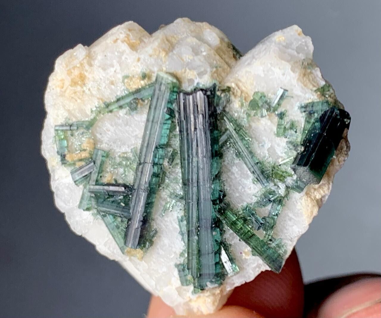 62 CT Indicolite Color Tourmaline Crystal  Combine With Quartz from Afghanistan