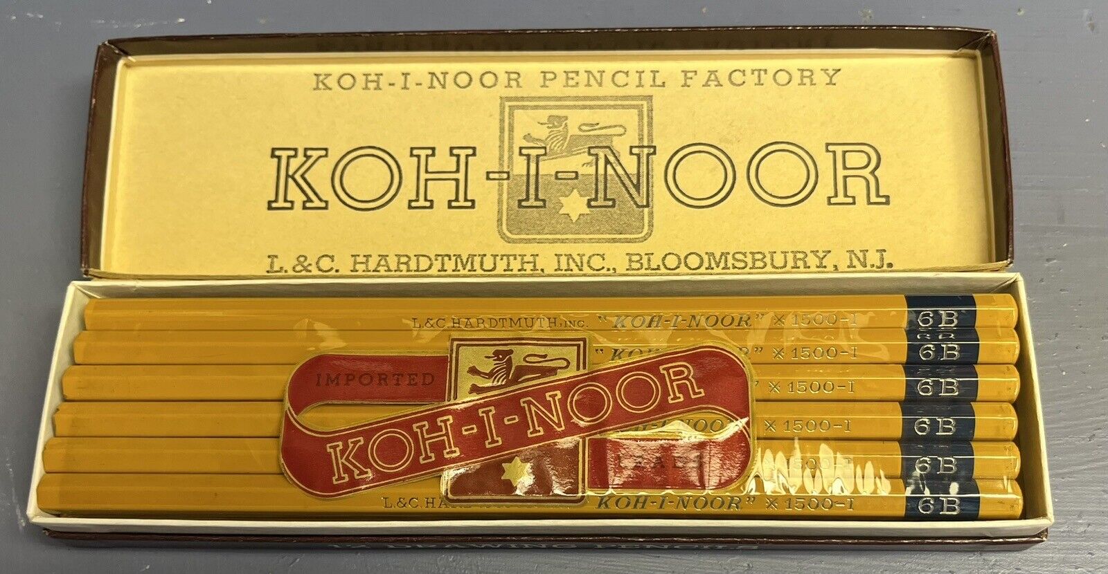 SEALED Koh-I-Noor L&C Hardtmuth 1500 6B 12 Pencils box never sharpened Drawing
