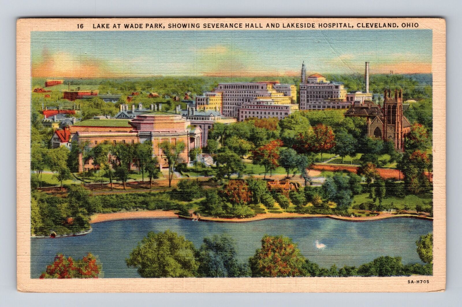 Cleveland OH-Ohio, Aerial Lake At Wade Park, Antique, Vintage c1943 Postcard