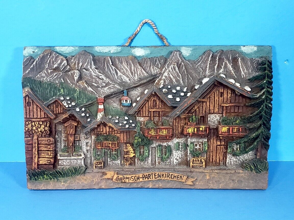 Vintage Handmade Wax Relief Wall Hanging Decor Garmisch-Partenkirchen, Germany