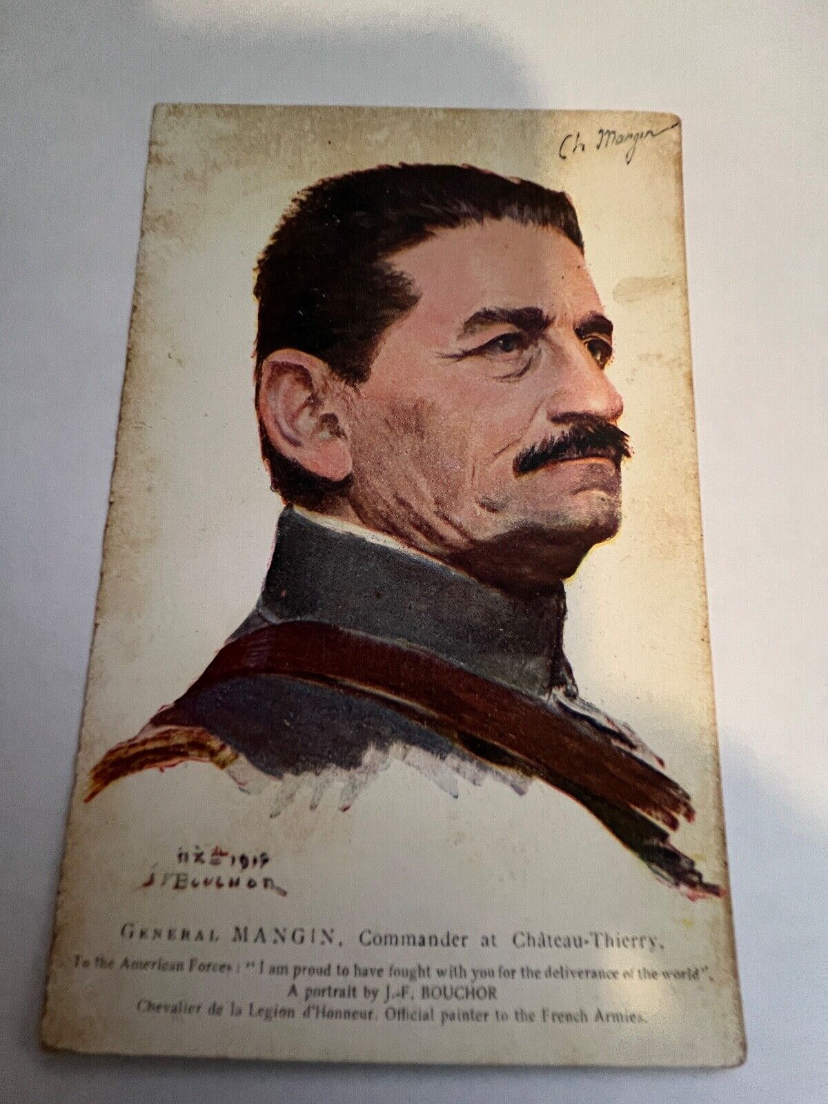 Vintage French General Mangin Commander At Chateu-Thierry Postcard