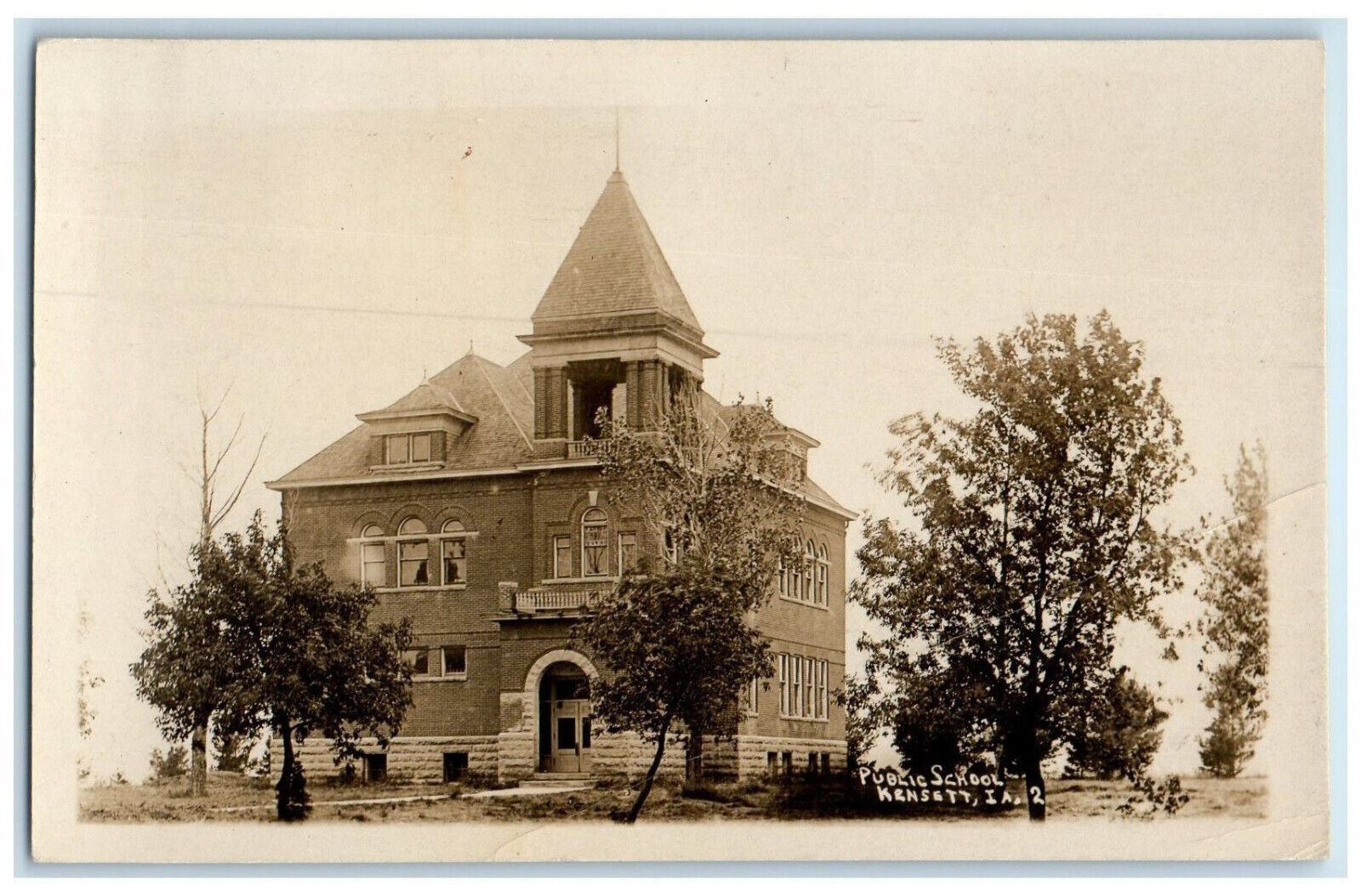 Kensett Iowa IA RPPC Photo Postcard Public School Building 1910 Posted Antique