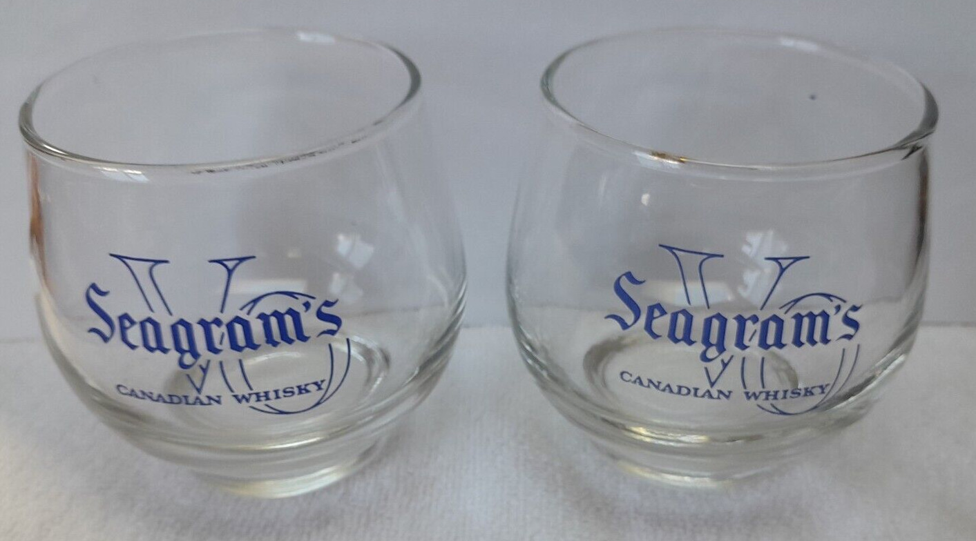 2 Seagram’s V.O. Canadian Whiskey Highball Glasses Seagram\'s Logo 3-1/8\