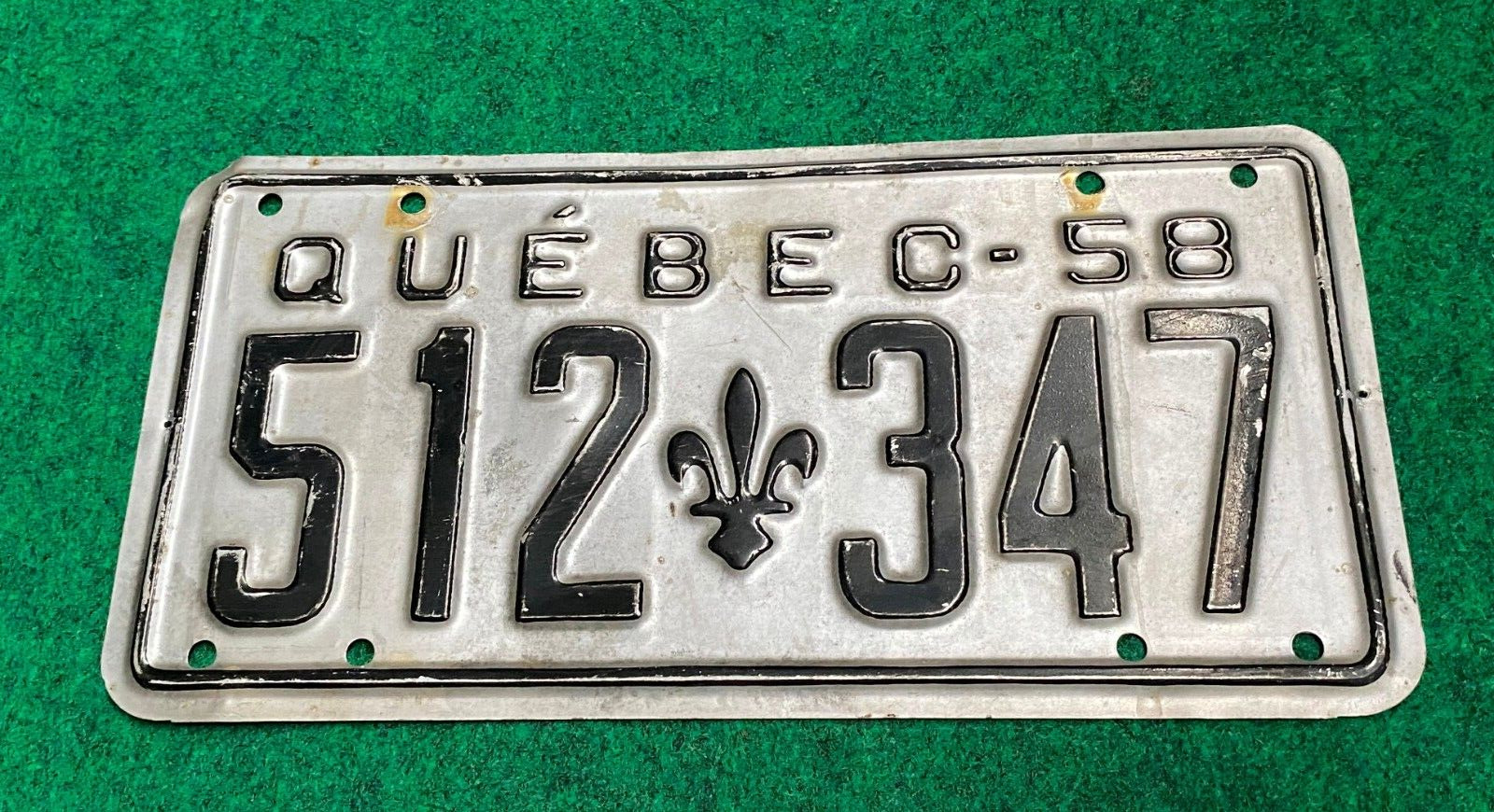 1958 QUEBEC LICENSE PLATE Canada 512 347