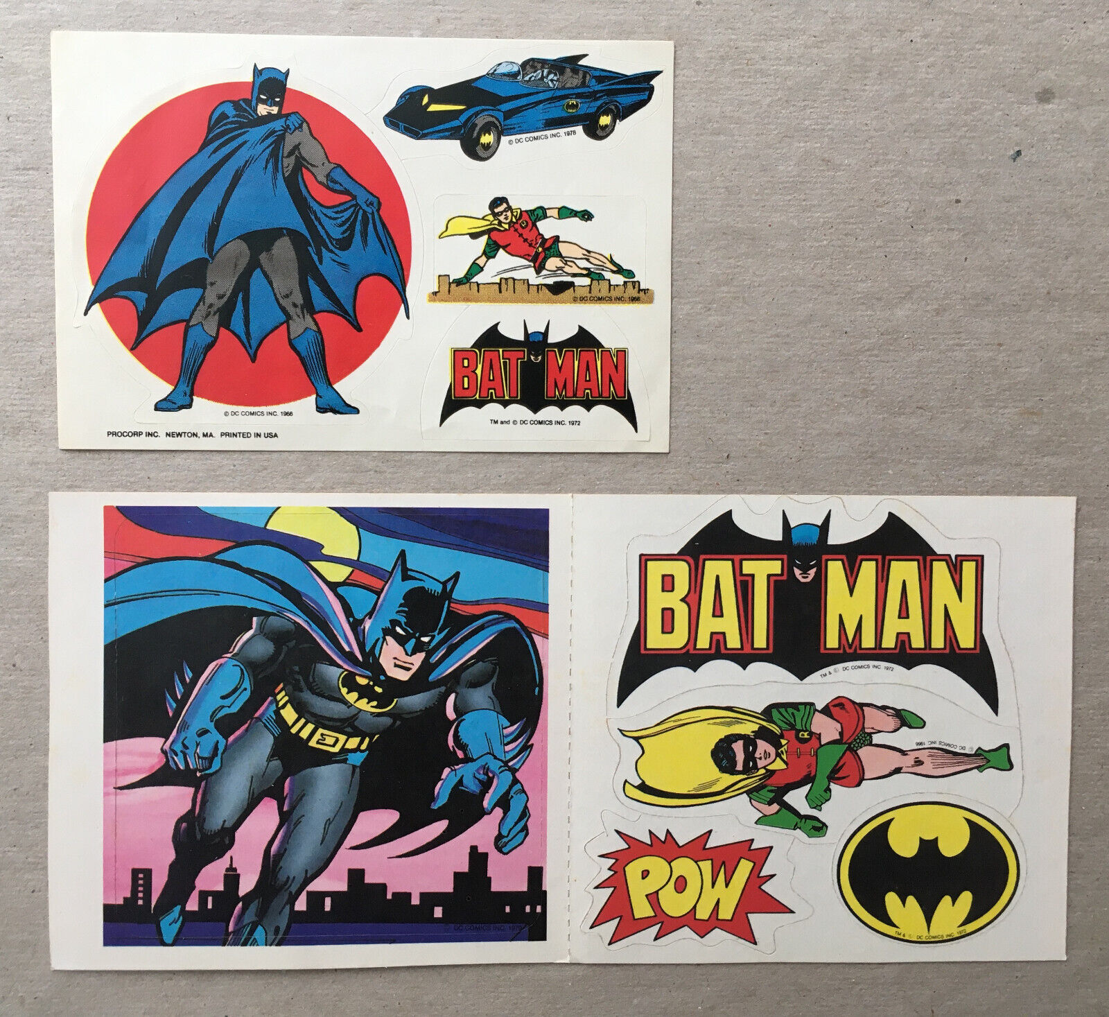 BATMAN Robin vtg sticker set x2 POST CEREAL GIVEAWAY Prize 1979 1980 DC Bronze