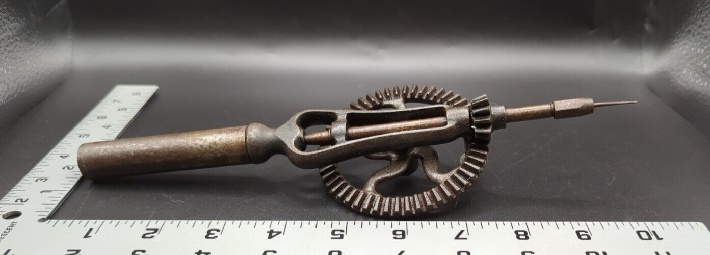 Antique / Vintage Cast Iron Jeweler\'s?  Small Single Speed Hand Drill