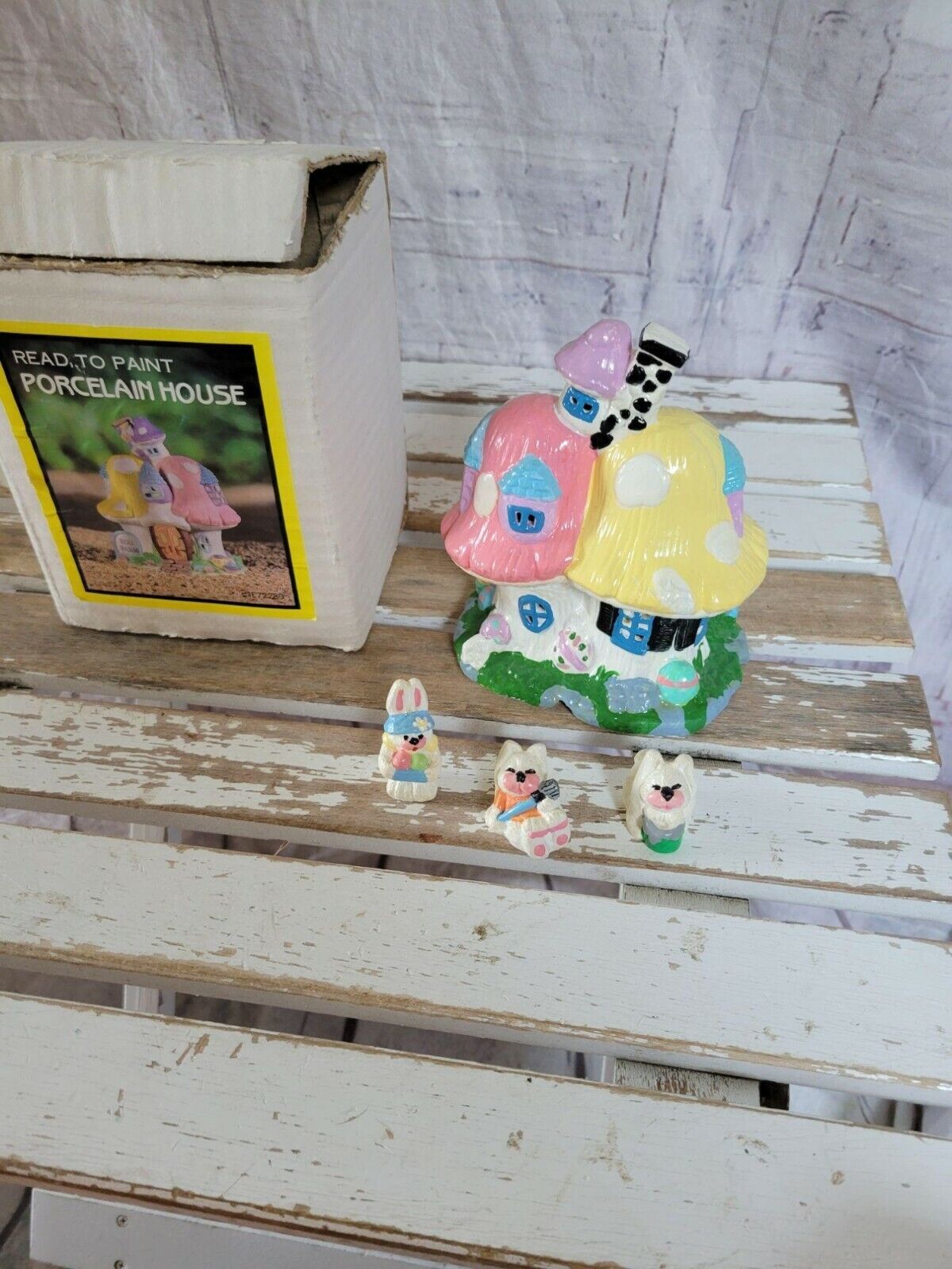 Easter village house bunny rabbit paint by number vintage