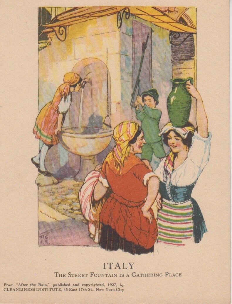 Italy 1927. The Street Fountain is a Gathering Place. By Cleanliness Institute