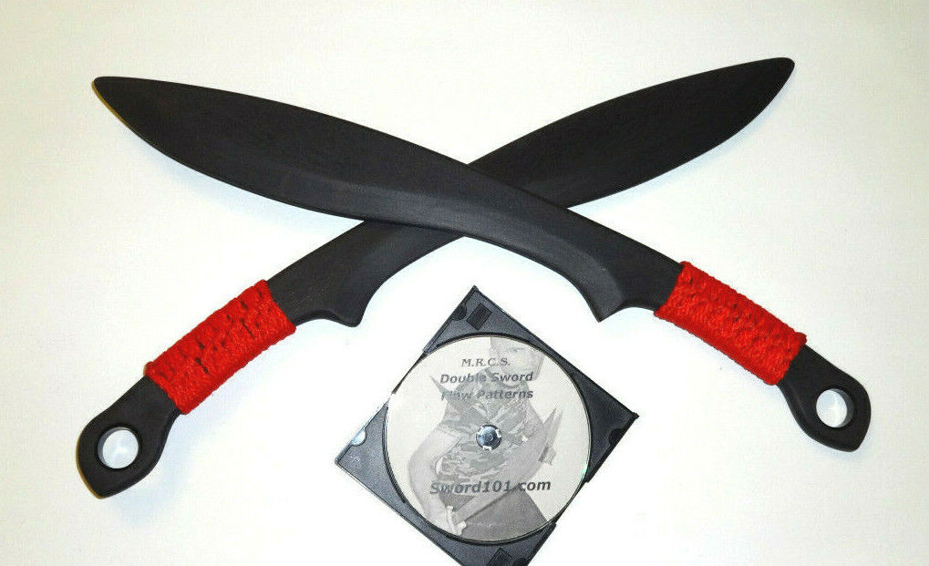Practice Training Sword Martial Arts KUKRI Kali KNIFE Red PAIR DVD