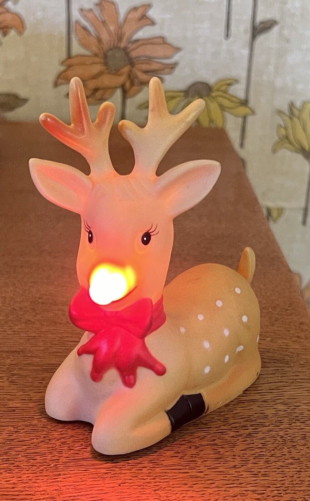 Vintage Rudolph Red Nose Reindeer Blinking Works Kitschy Christmas 