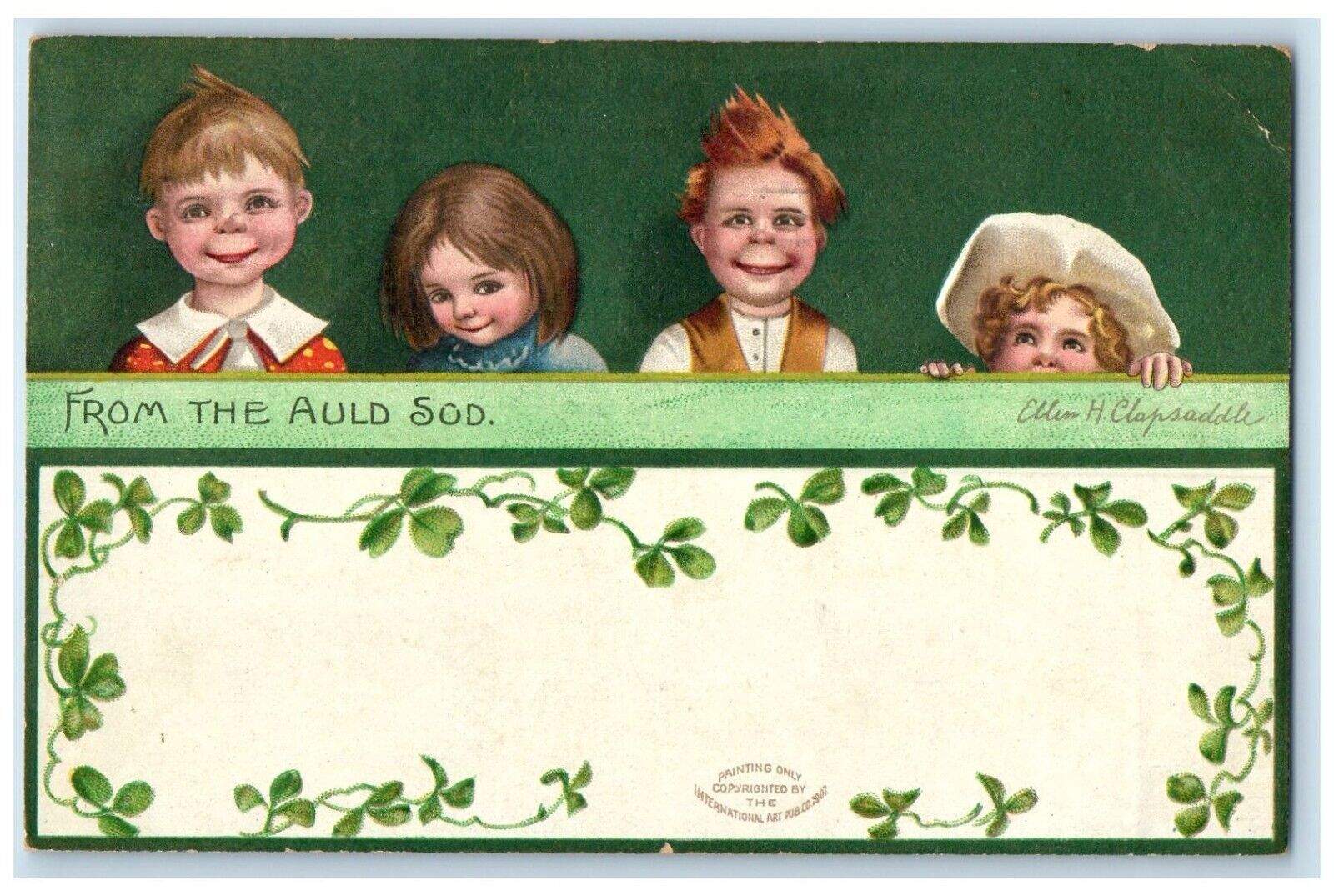 1908 Children From The Auld Sod Ellen Clapssadle Fort Loudon PA Antique Postcard
