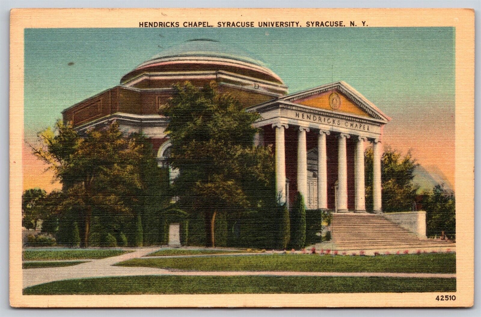 Postcard Hendricks Chapel, Syracuse University, Syracuse NY linen 1949 T163