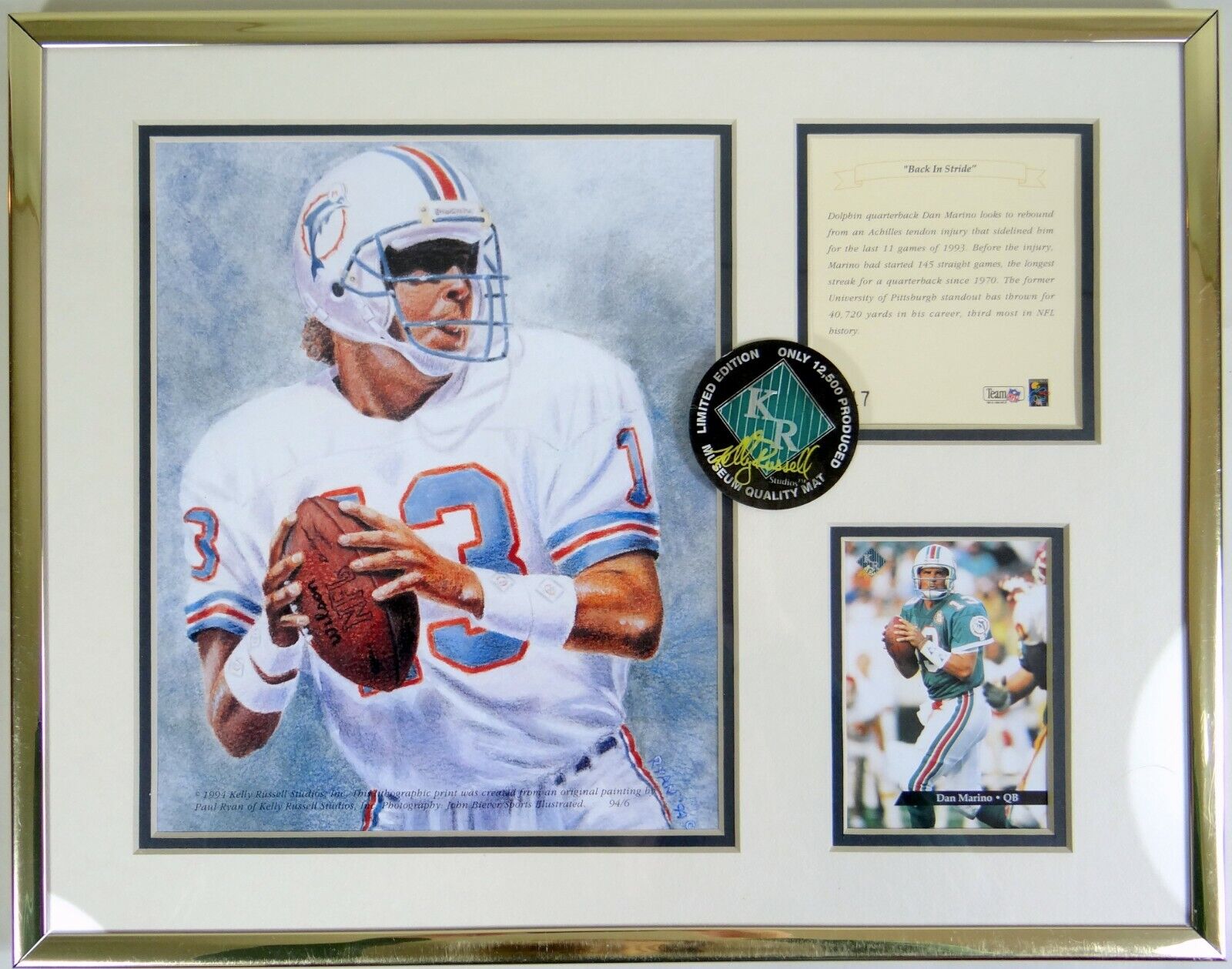 Dan Marino Picture Art Photo Print NFL Card Miami Dolphins 1994 Limited Edition