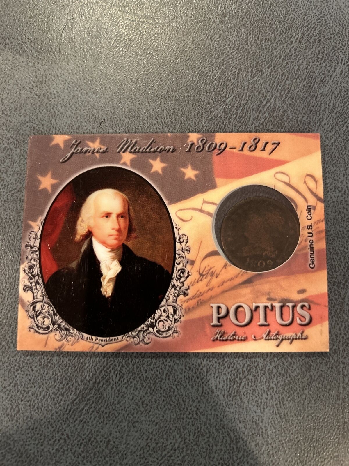 James Madison #08/11 1809 Half Cent Coin 2018 Historic Autographs POTUS