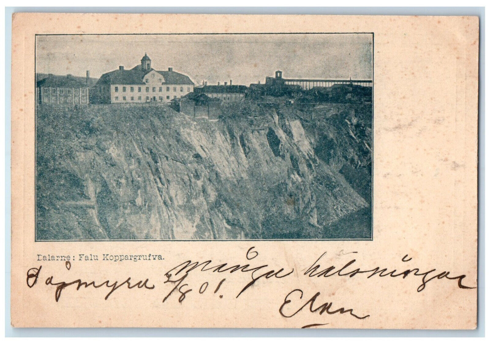 Falun Dalarna Sweden Postcard Lalarne Falun Copper Mine 1901 Antique Posted
