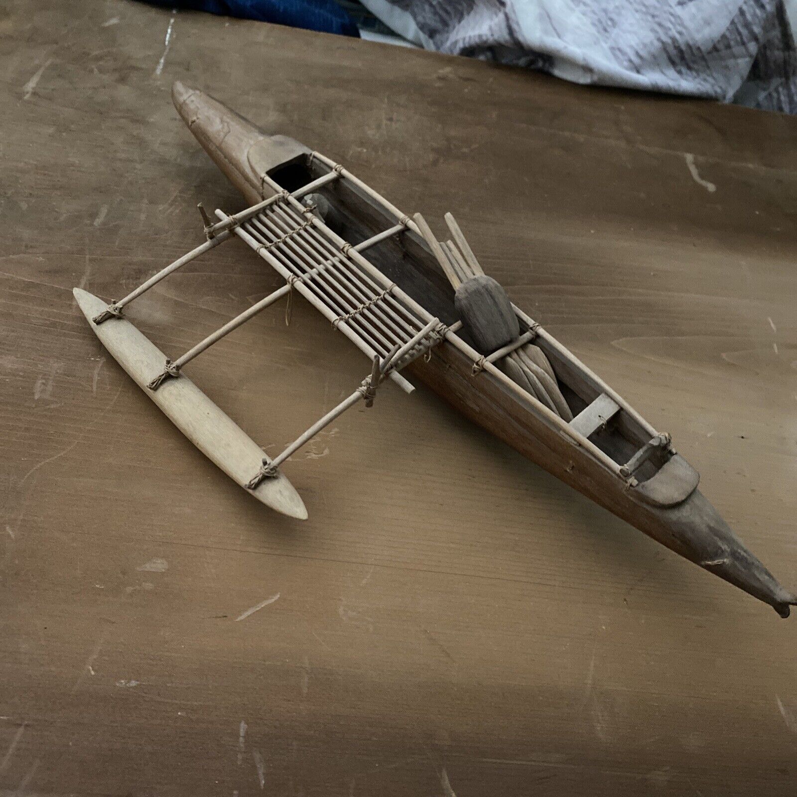 outrigger handmade canoe