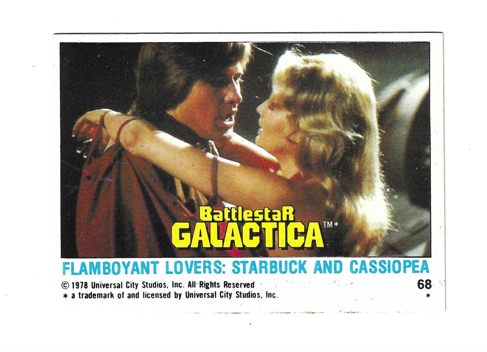 1978 Topps Battlestar Galactica #68 Flamboyant lovers, Starbuck and Cassiopea